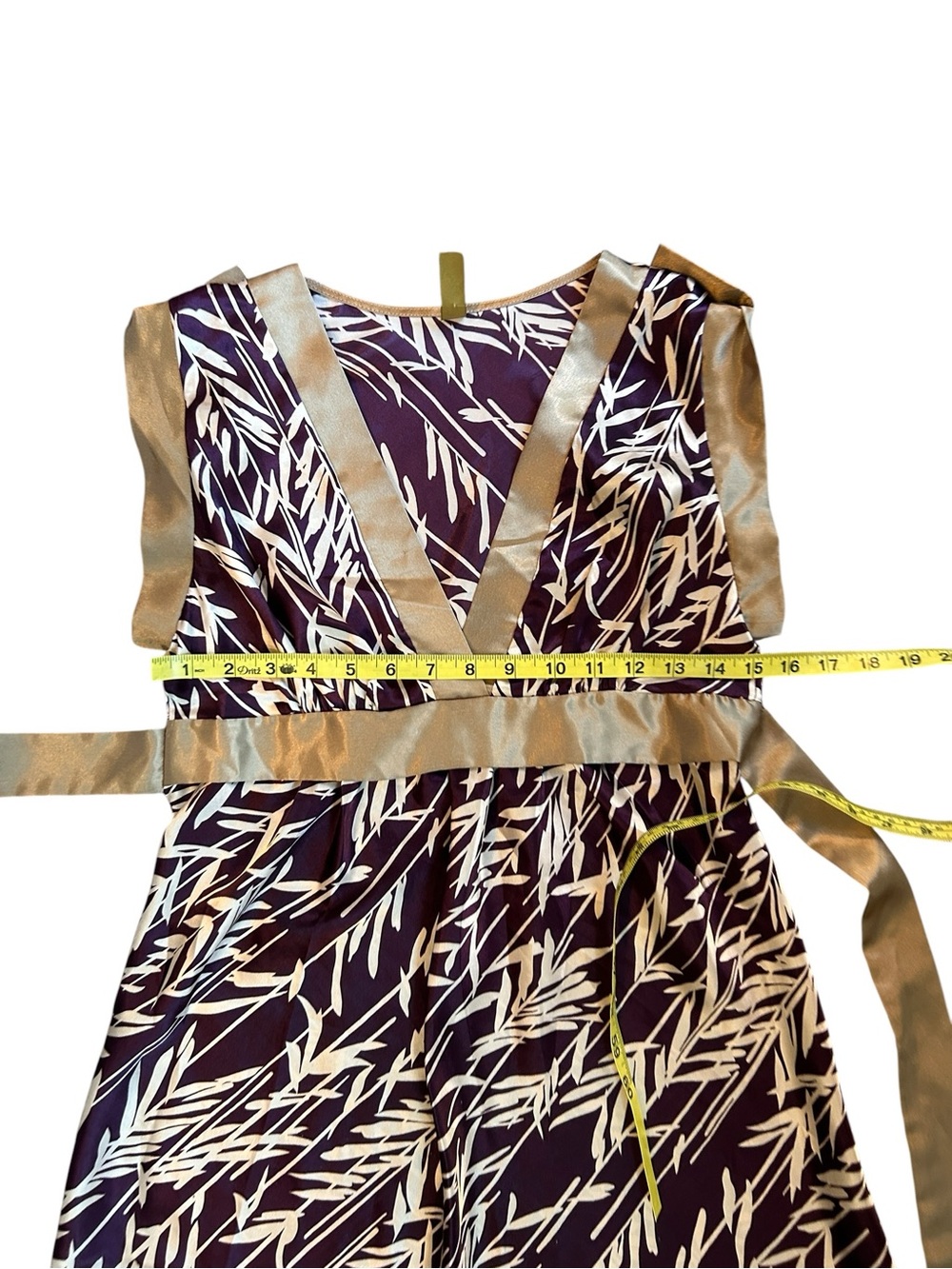 Lush Y2K Gold and Purple Satin Tie Back Dress size Medium AOP All over print - Picture 7 of 9